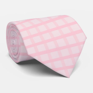 Blushing Bride And Tea Rose Pink Gingham Pattern Neck Tie