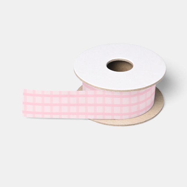 Blushing Bride And Tea Rose Pink Gingham Pattern Satin Ribbon (Spool)