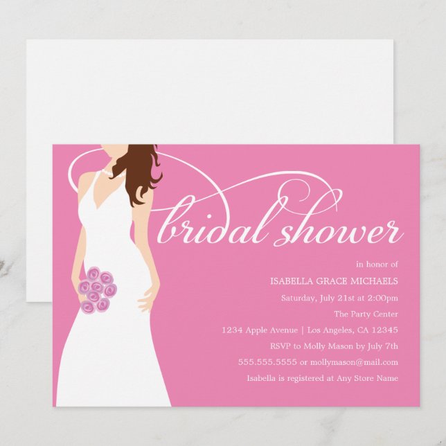 Blushing Bride | Choose Background Color Invitation (Front/Back)
