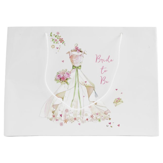 Blushing Bride in Bloom Bride to Be Large Gift Bag (Front)