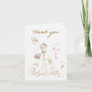 Blushing Bride in Bloom Bride to Be Letterpress Thank You Card