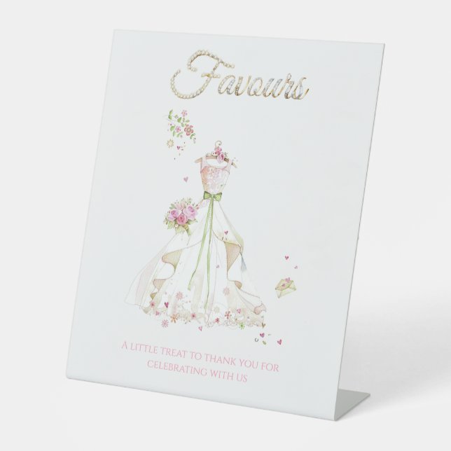 Blushing Bride in Bloom Bride to Be Pedestal Sign (Front)
