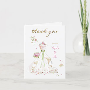Blushing Bride in Bloom Bride to Be Thank You Card