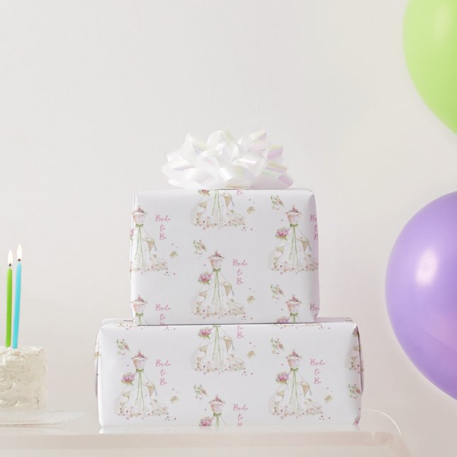 Blushing Bride in Bloom Bride to Be Wrapping Paper (Party Gifts)