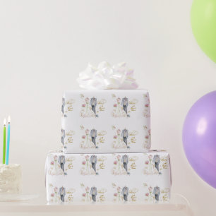 Blushing Bride in Bloom Cheers Bride & Groom Wrapping Paper