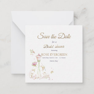 Blushing Bride in Bloom Save the Date Note Card
