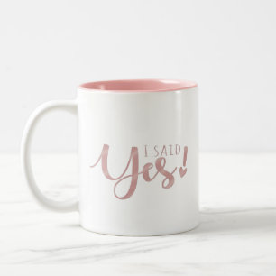 Blushing Bride Modern Lettering Pink Hearts Custom Two-Tone Coffee Mug