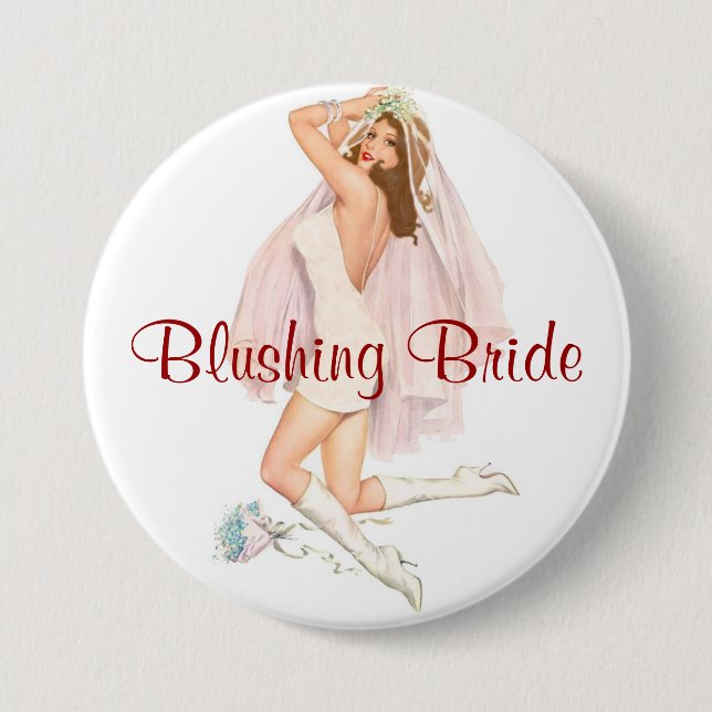 Blushing Bride Pin-Up Pinback Button (Front)
