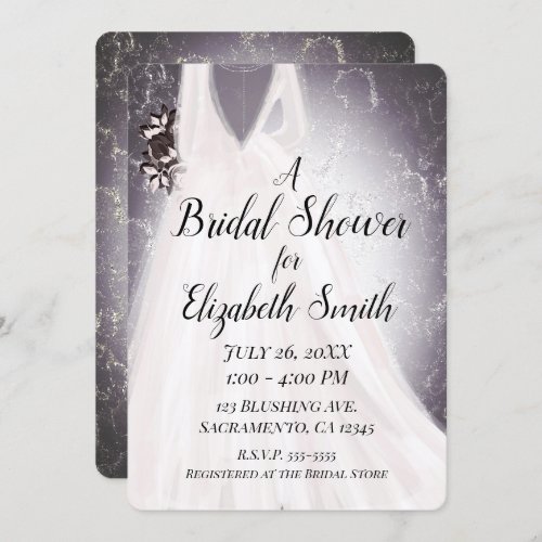 Blushing Bride Purple Modern Glam Bridal Shower Invitation