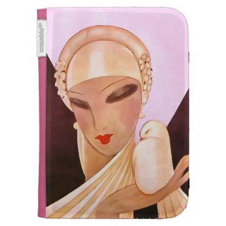 Blushing Bride Vintage Art Deco Illustration Kindle 3 Cases