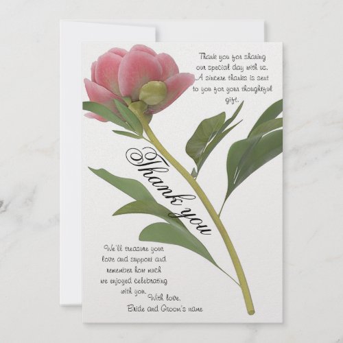 Blushing Bride Wedding Thank You Card