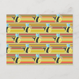 Blushing Bumblebee Striped Pattern Postcard