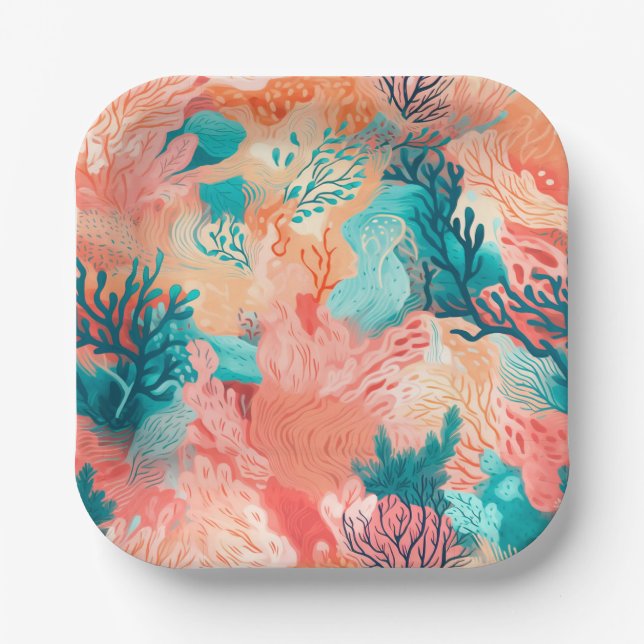 Blushing coral paper plates (Front)