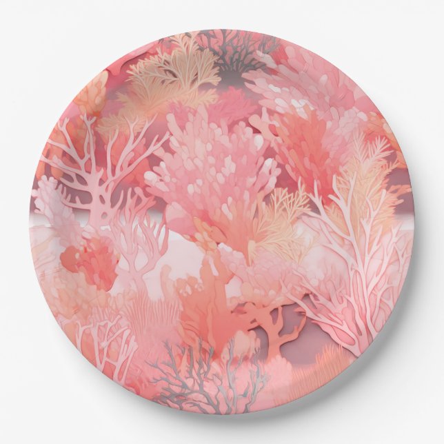 Blushing coral paper plates (Front)