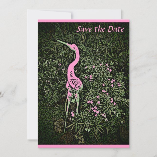 Blushing crane floral garden save the date cards (Front)