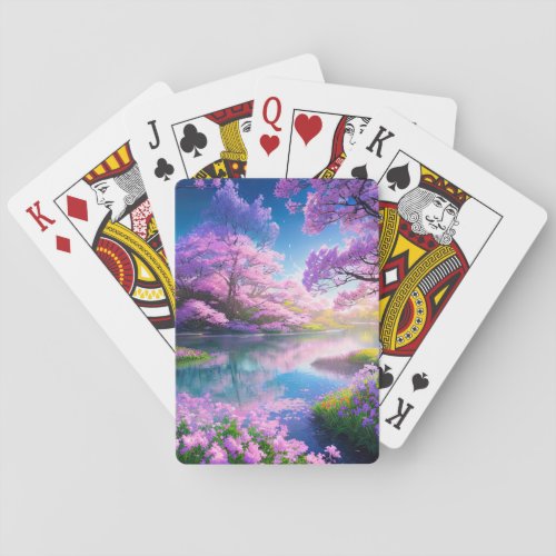 Blushing Dawn Pink Flora and the Morning Sun Playing Cards