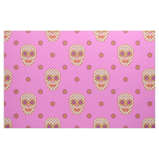 Blushing Dia De Los Muertos Fabric