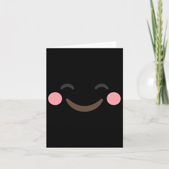 Blushing Emoticon Shirt Yellow Halloween  Card (Front)