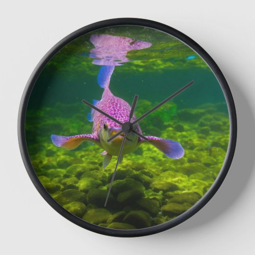 Blushing Fins A Whimsical Pink Fish Design Watch Clock