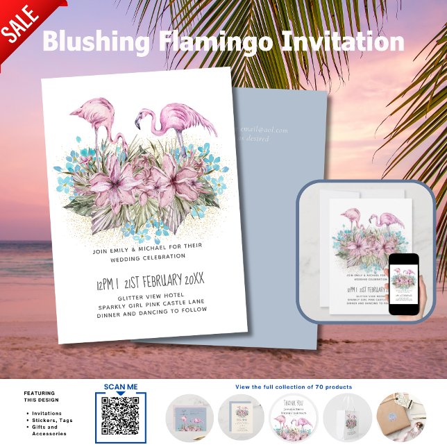 Blushing Flamingos Tropical Beach Wedding  (Creator Uploaded)