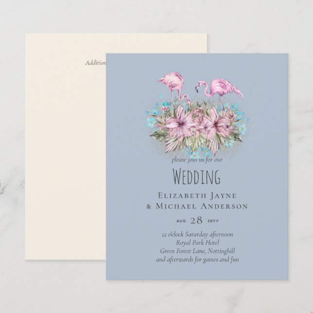 Blushing Flamingos Tropical Beach Wedding  (Front/Back)