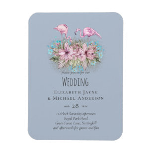 Blushing Flamingos Tropical Beach Wedding  Magnet