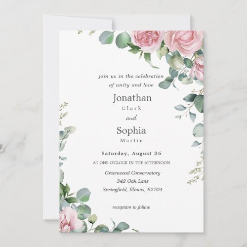 Blushing Floral Elegance Wedding Invitation