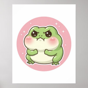 Blushing Frog Semi Gloss Poster Cute Kawaii Frog A
