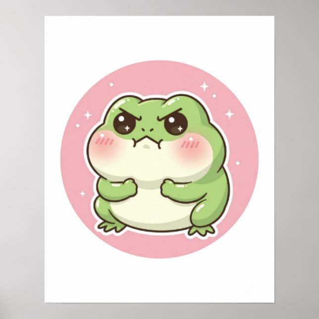 Blushing Frog Semi Gloss Poster Cute Kawaii Frog A (Front)