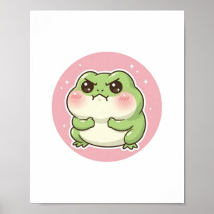 Blushing Frog Semi Gloss Poster Cute Kawaii Frog A