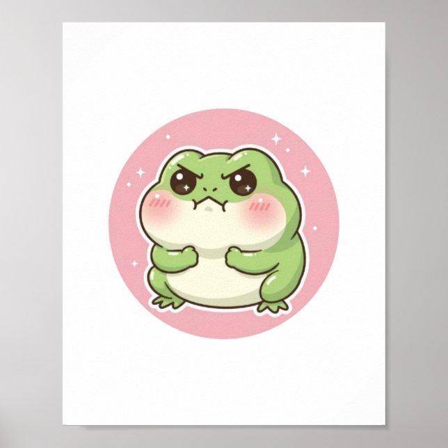 Blushing Frog Semi Gloss Poster Cute Kawaii Frog A (Front)