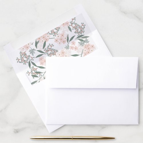 Blushing Garden Botanical Wedding Envelope Liner