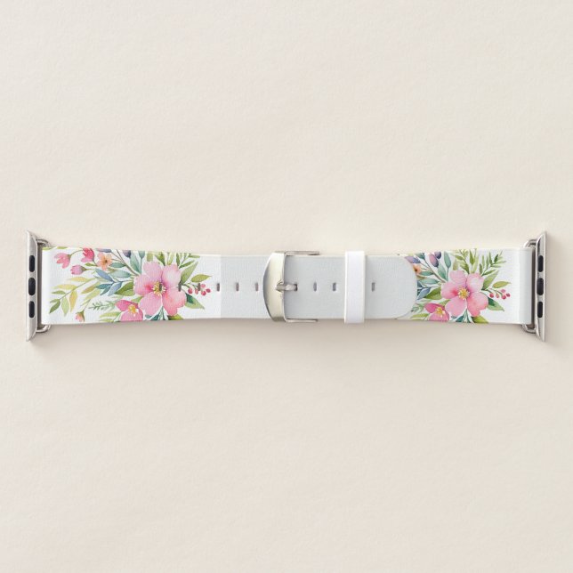 Blushing Garden Watercolor Floral Bouquet Apple Watch Band (Band)