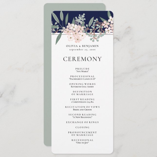 Blushing Garden Wedding Ceremony Program (Front/Back)
