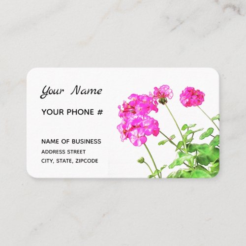 Blushing Geraniums Backside Next Appointment Business Card