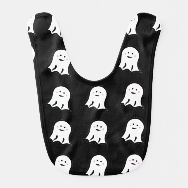 Blushing Ghost Cute Halloween  Baby Bib (Front)