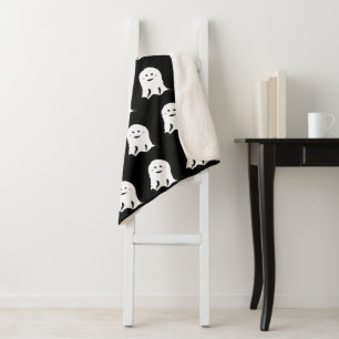 Blushing Ghost Cute Halloween Sherpa Blanket