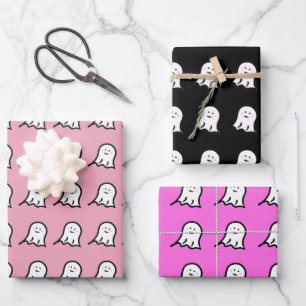 Blushing Ghost Cute Halloween Wrapping Paper Sheets