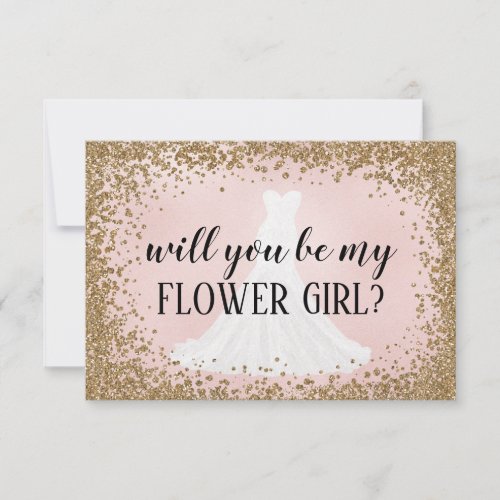 Blushing Glitter Bride Bridesmaid Proposal Card