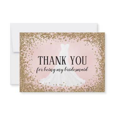 Blushing Glitter Bride Bridesmaid Thank You Card Blushing Glitter Bride Bridesmaid Thank You Card