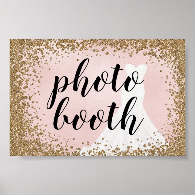Blushing Glitter Bride Dress Bridal Photo Booth Poster (Front)