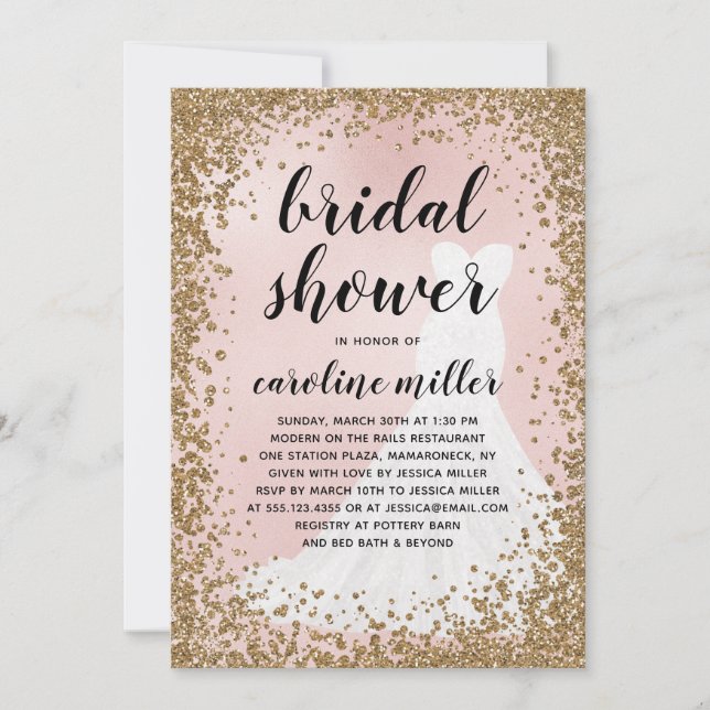 Blushing Glitter Bride Dress Bridal Shower (Front)