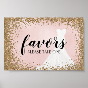 Blushing Glitter Bride Dress Bridal Shower Favors Poster