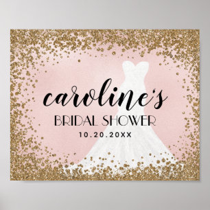 Blushing Glitter Bride Dress Bridal Shower Sign