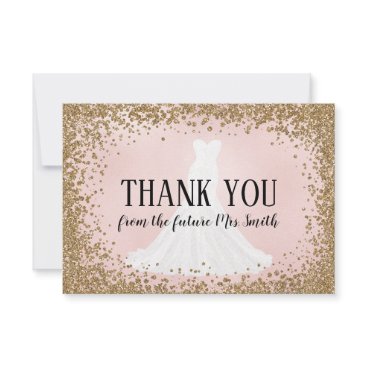Blushing Glitter Bride Future Mrs. Thank You Card Blushing Glitter Bride Future Mrs. Thank You Card