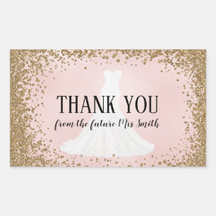 Blushing Glitter Bride Future Mrs. Thank You Rectangular Sticker