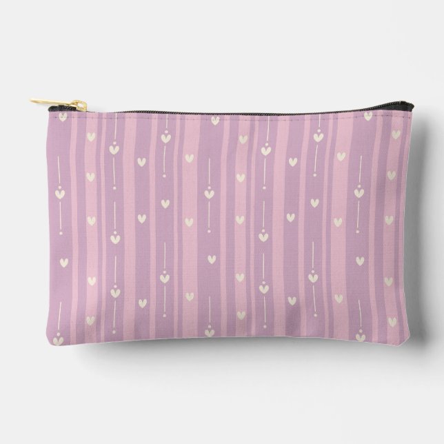 Blushing Heart Stripes Pattern Accessory Pouch (Front)
