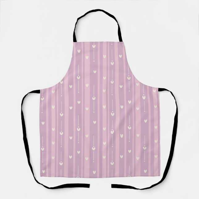 Blushing Heart Stripes Pattern Apron (Front)