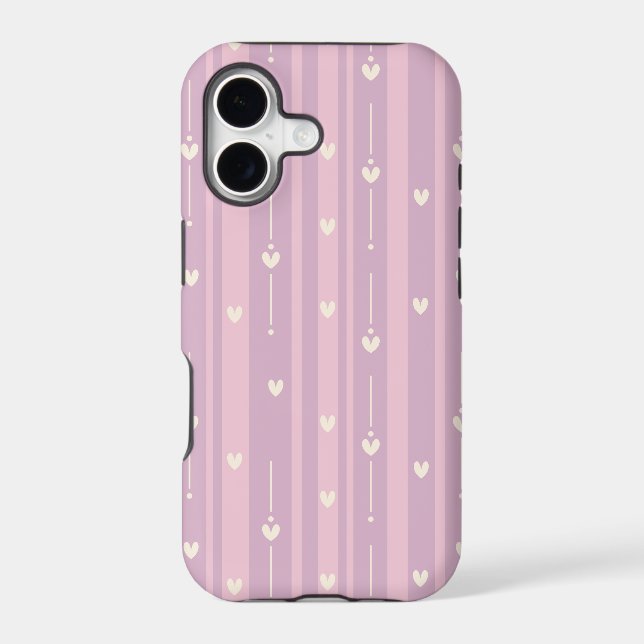 Blushing Heart Stripes Pattern Case-Mate iPhone Case (Back)