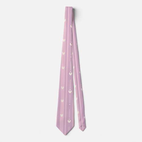 Blushing Heart Stripes Pattern Neck Tie